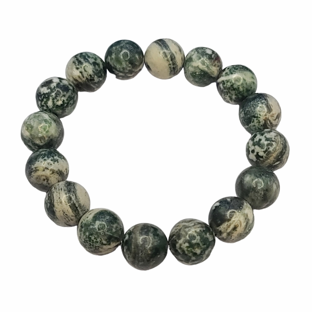 NWT Green Spot Jasper Beaded Stretch Bracelet 7.25"